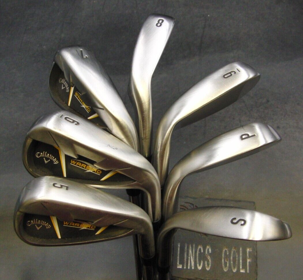 Juego de 7 hierros Callaway Warbird 5-SW ejes de acero Uniflex empuñaduras Callaway