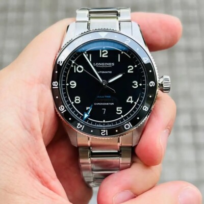 トコ Longines Spirit Zulu Time 1925 39mm Mens Watch Black 18ct Rose
