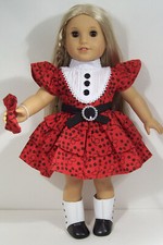 1853 Era Red Dress Panties Doll Clothes For American Girl 18" Debs