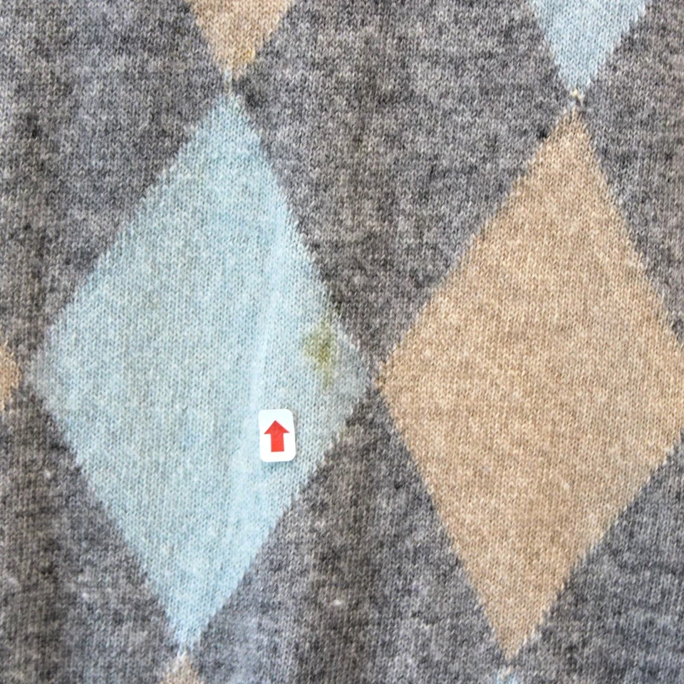 Ike Behar Wool Cashmere Blue Argyle Crew Neck Pullover Sweater XL - Image 4 of 4