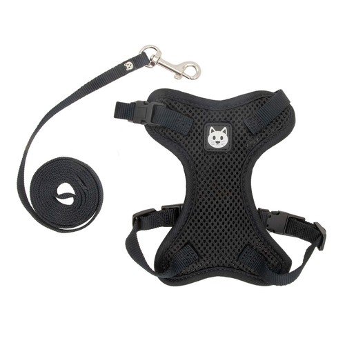 Mesh Cat Harness & Leash Set, Black, One Size Fits Most