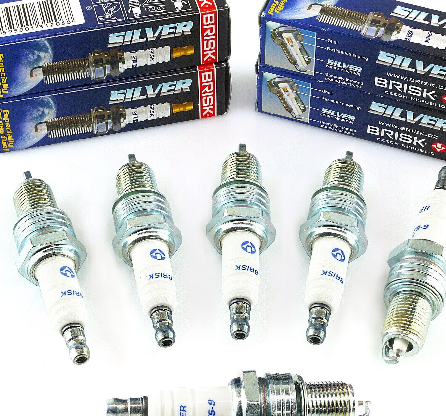 6x Brisk DR15YS 1334 Candele Benzina LPG CNG compatibile con 528 veicoli