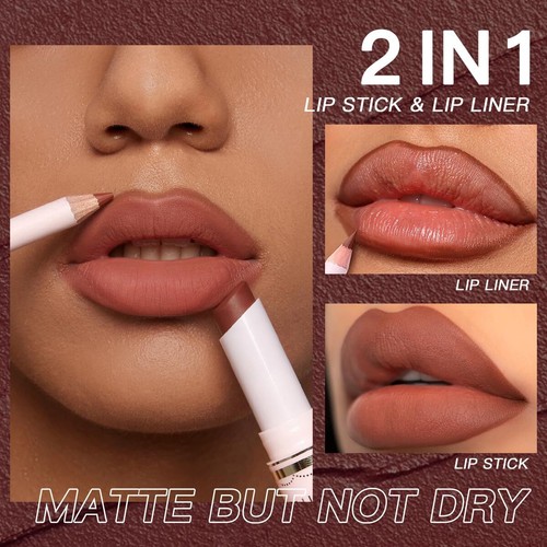 Lipstick and Lip Liner Combo Set 2 in 1 Waterproof Lipstick for Women Lip lin... - Picture 2 of 6