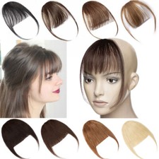 Thin/Thick Neat Fringe Bangs 100 Remy Human Hair Extensions Clip In Hairpiece R