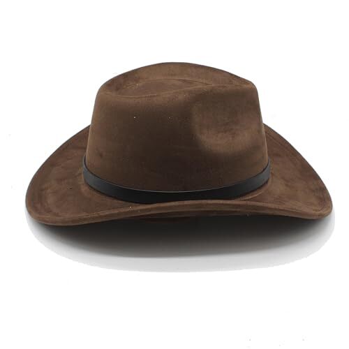 Cowboy Hat for Women Men Felt Wide Brim Cowgirl Western One Size, Brown - Picture 4 of 6