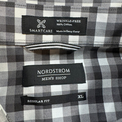 Nordstrom Wrinkle Free Smart Care Cotton Regular Men Size XL Check