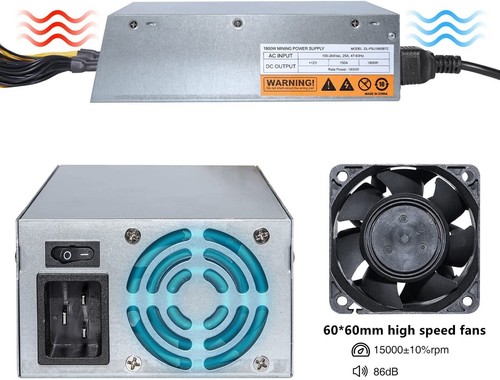 1800w 8 GPU PSU Mining Power Supply Server for Ethereum BTC 10x6PIN 2U 110~264v - Picture 4 of 8