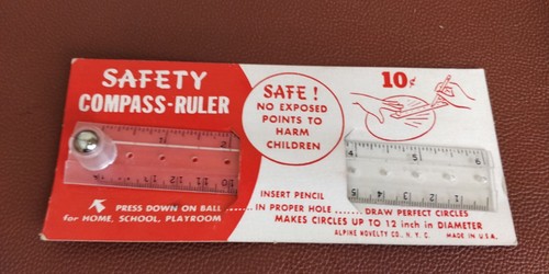 NOS ๐บ๐ธ Vtg Safety Compass Ruler ~ Circle drawing ~ Alpine Novelty Company - Picture 2 of 14