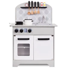 Lil' Jumbl Pretend Kids Kitchen Playset with Pot, Pan, Utensils & Shakers - Gray