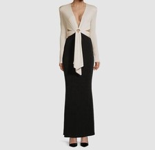  425 Misha Women's Ivory Lumi re Aldina O-Ring Cut-Out Maxi Dress Size S