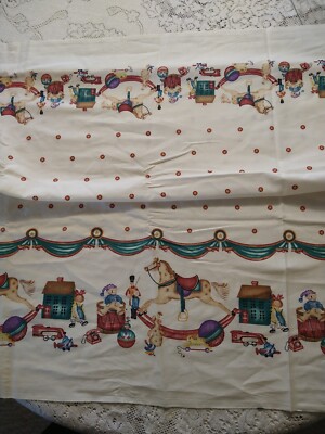 Daisy Kingdom Rocking Horse Double Border Ecru/Cream fabric BTHY 18'' x 44''