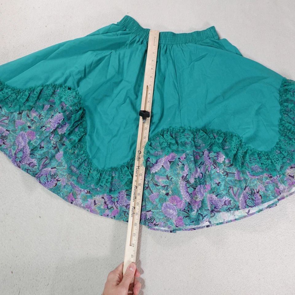 Falda Vintage Malco Modes Mujer Pequeña Verde Cuadrada Bailando Hoedown Vaquera Foto 2 de 4