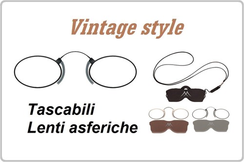 Occhiali da lettura naso uomo donna vista pince nez tascabili metallo per  vicino | eBay