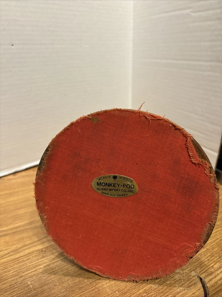 Vintage  Tiki Monkey Pod Two Tier Lazy Susan Server Honolulu Hawaii Acacia Wood - Image 2 of 4