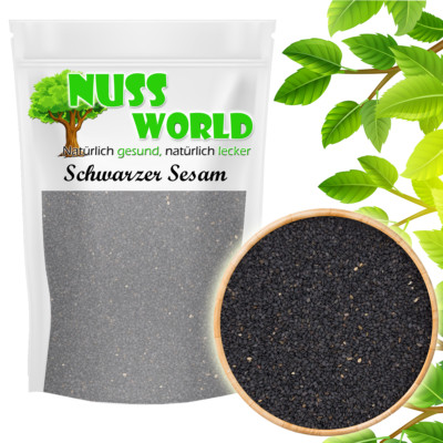 1 Kg Schwarzer Sesam - natur nicht geröstet, ungeschält Sesam schwarz 1A