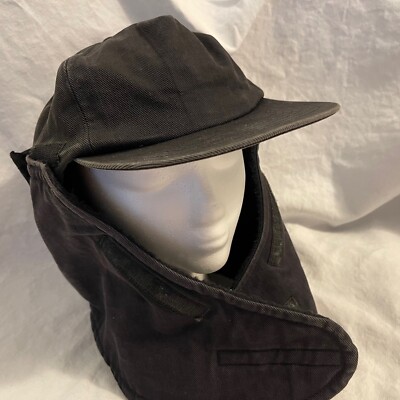 VTG Winter Utility Cap Face Wrap Mask Canvas Fleece Lined Snap-Back Made in USA