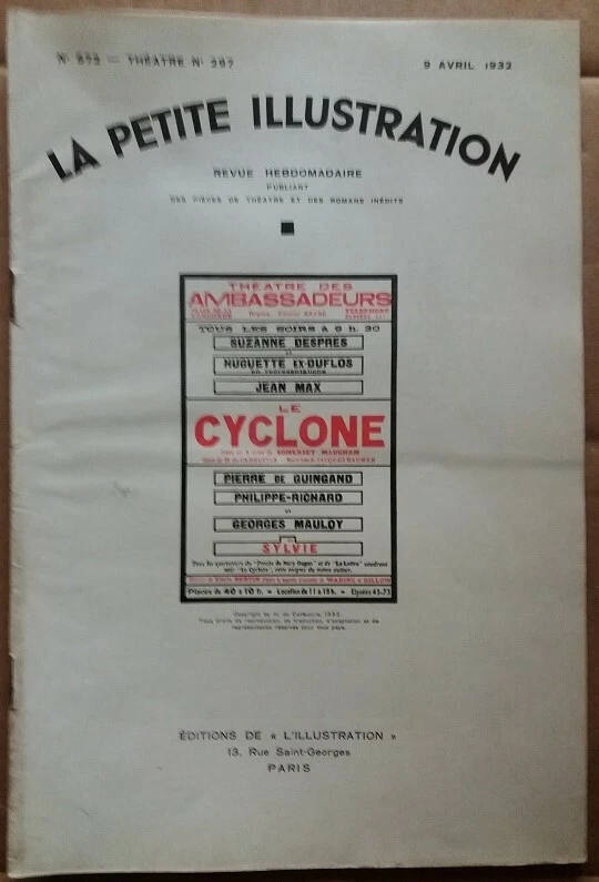 C1 Somerset MAUGHAM Le CYCLONE 1932 Petite Illustration CARBUCCIA Sacred Flame - Photo 1/1