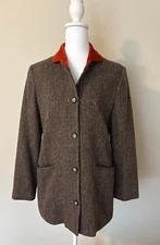 Harve Benard Classic Tweed Wool Blazer Brown Orange Blazer  Size Small Medium