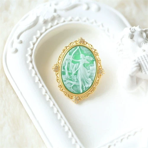 Antik Stil Kamee Anhänger Brosche versilbert Vintage Halskette Schmuck Geschenk - Bild 5 von 5