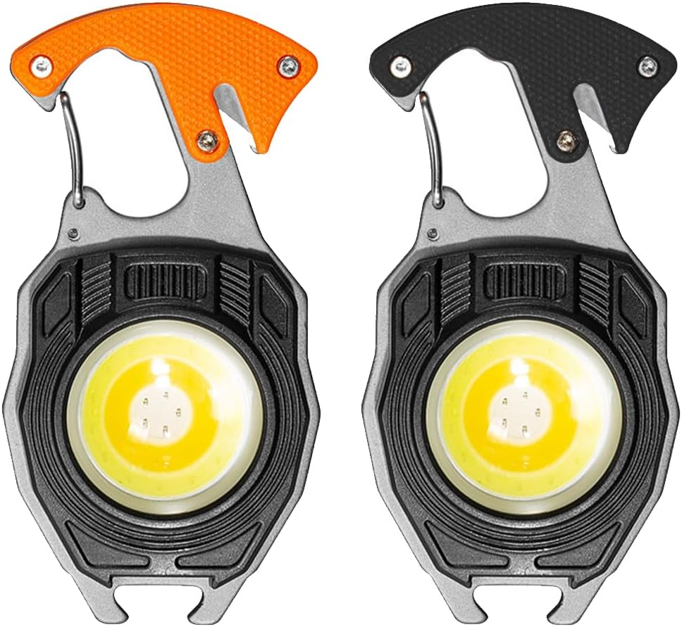 Rechargeable COB LED Keychain Flashlight Mini Work Light Multi-Function Tool