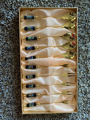 Wonang Gold 10 pcs Serving Spoon and Fork Set