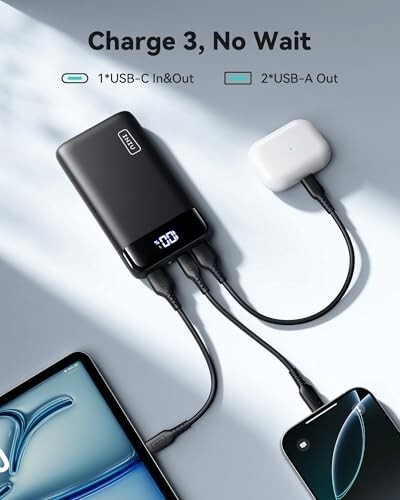 INIU Power Bank, 20000mAh Charge Rapide USB C in&out Chargeur Portable - Photo 3 sur 8