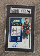 Luka Doncic 2020-21 Contenders Playoff Ticket Auto Card #VS-LUD 33/49 SGC 8.5