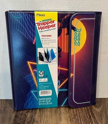 NEW Mead The ORIGINAL Trapper Keeper Purple Neon Dolphin, 2 folders, School