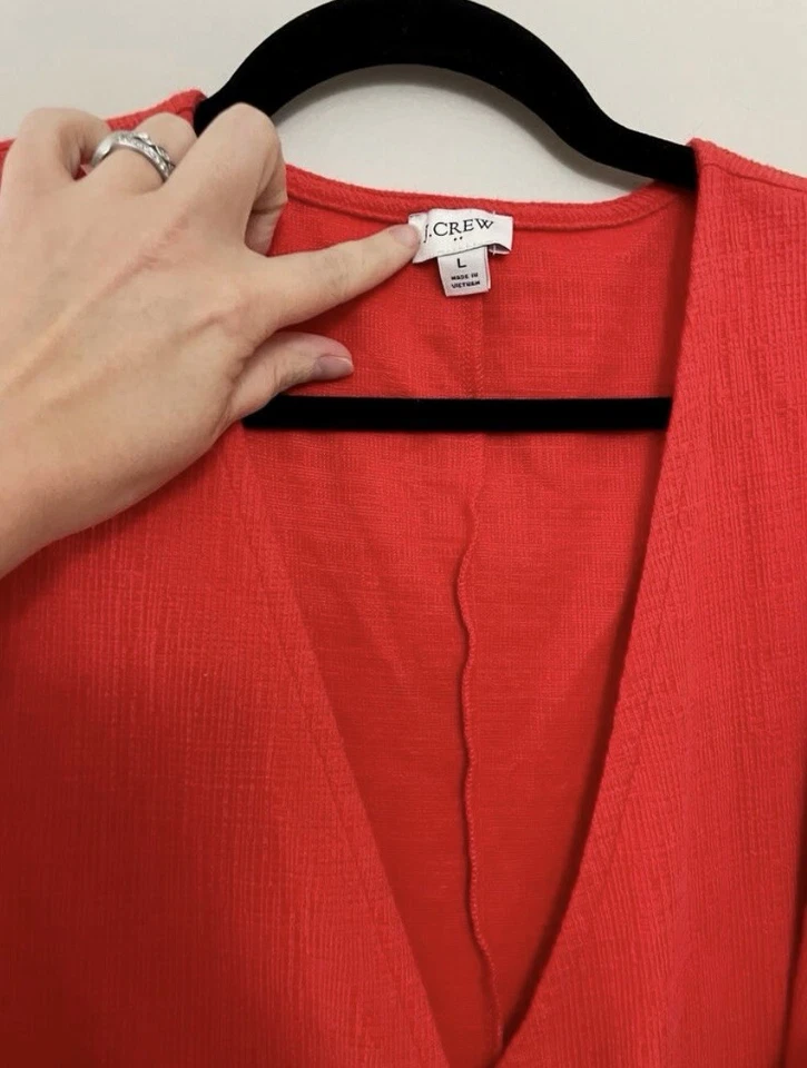 Красный J.Crew опрятный минималистский Summer хлопок галстук талии надежном платье большой - Изображение 3 из 4