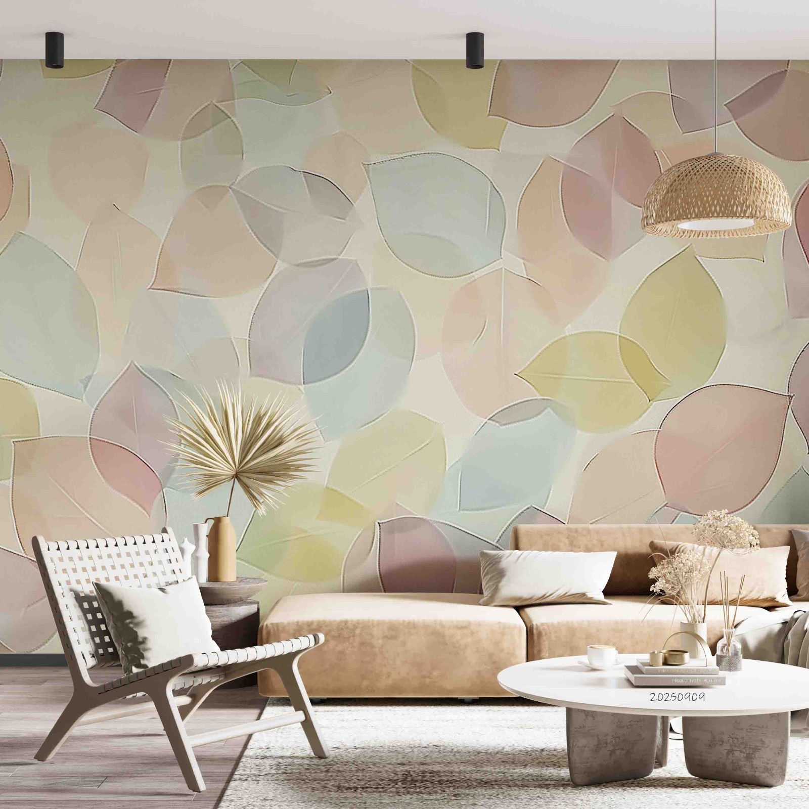 3D Leaves Watercolor Pattern Wall Murals Wallpaper Murals Wall Sticker