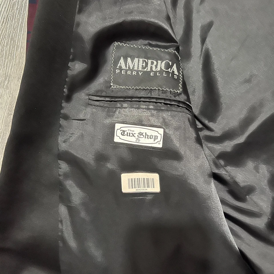 Jaqueta de jantar vintage xadrez tartan xale lapela vermelha verde 40R feita nos EUA - Imagem 4 de 4