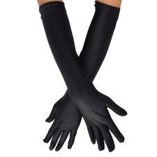 Wobe Long Opera Party 20s Satin Gloves Stretchy Adult Size One Size, Black