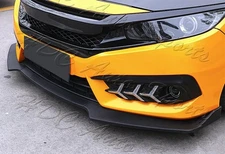 For 16-21 Honda Civic Gen 10Th Black 3-Piece Front Bumper Splitter Spoiler Lip