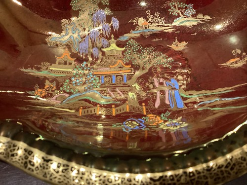 Vintage Crown Devon Fieldings Rouge Royale Footed Centre Bowl. Mikado. - Picture 14 of 16