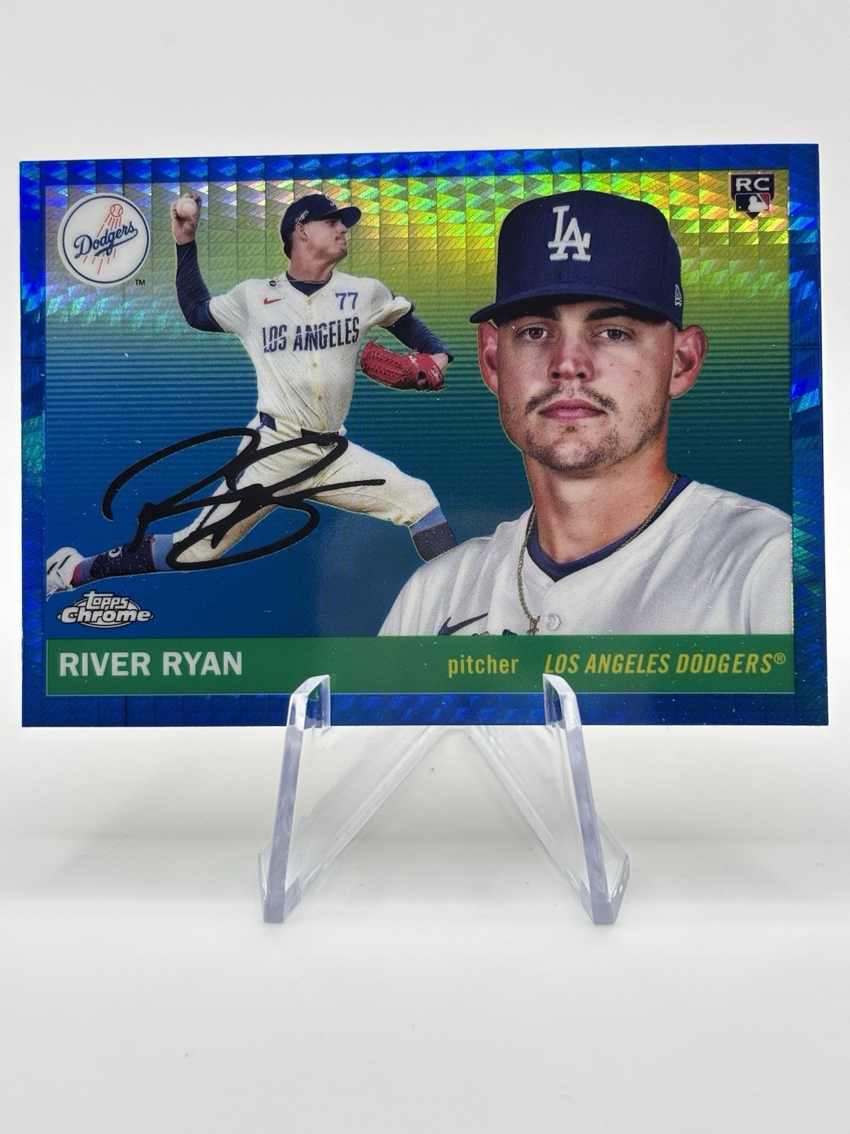 2025 Topps Chrome Platinum #236 River Ryan Blue Prism Refractor Rookie Dodgers