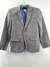 J.Crew Crewcuts Boys Grey Linen Long Sleeve Two Button Suit Jacket Blazer Sz 10