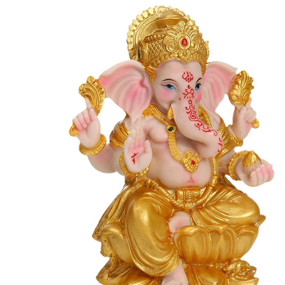 Resin Elephant Ganesha Buddha Statue Collection Decorative Sculpture Tabletop Foto 3 de 4