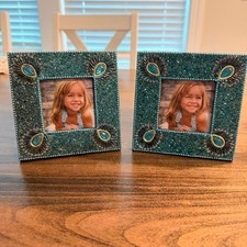Bohemian heavily beaded square picture frames