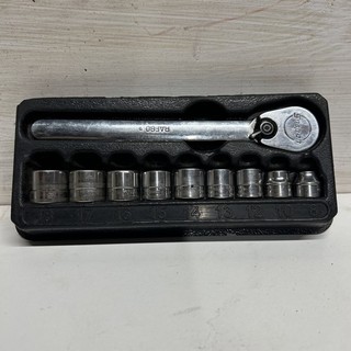 SNAP ON 10 pc 3/8" Drive 12 Point Metric Flank Drive Low Profile Ratchet/ Socket