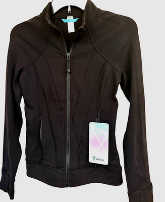 NWT$78 Ivivva Girls Black Fitness Jacket Full Zip Long Sleeves w/Thumbhole sz 12