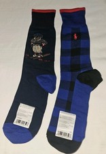 Polo Ralph Lauren Mens 2 Pairs Socks Blue Polo Bear Sz 10 to 13