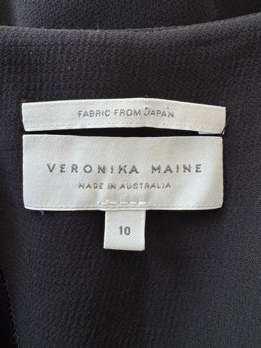 Veronika Maine Tunic Dress Size 10 Black White Stitching 3/4 Slit Sleeve - Bild 11 von 12