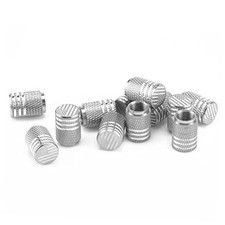 American Flag Valve Stem Cap, 12PCS Aluminum Alloy Rubber Sealed Tire Silver