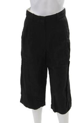 Wilfred Womens Pleated Waist Four Pocket Wide Legged Capri Pants Black Size 4