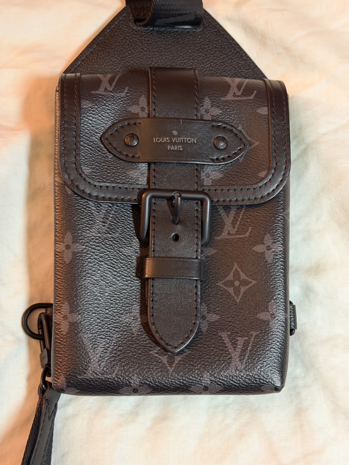 Authentic LOUIS VUITTON Monogram Eclipse Saumur S… - image 1