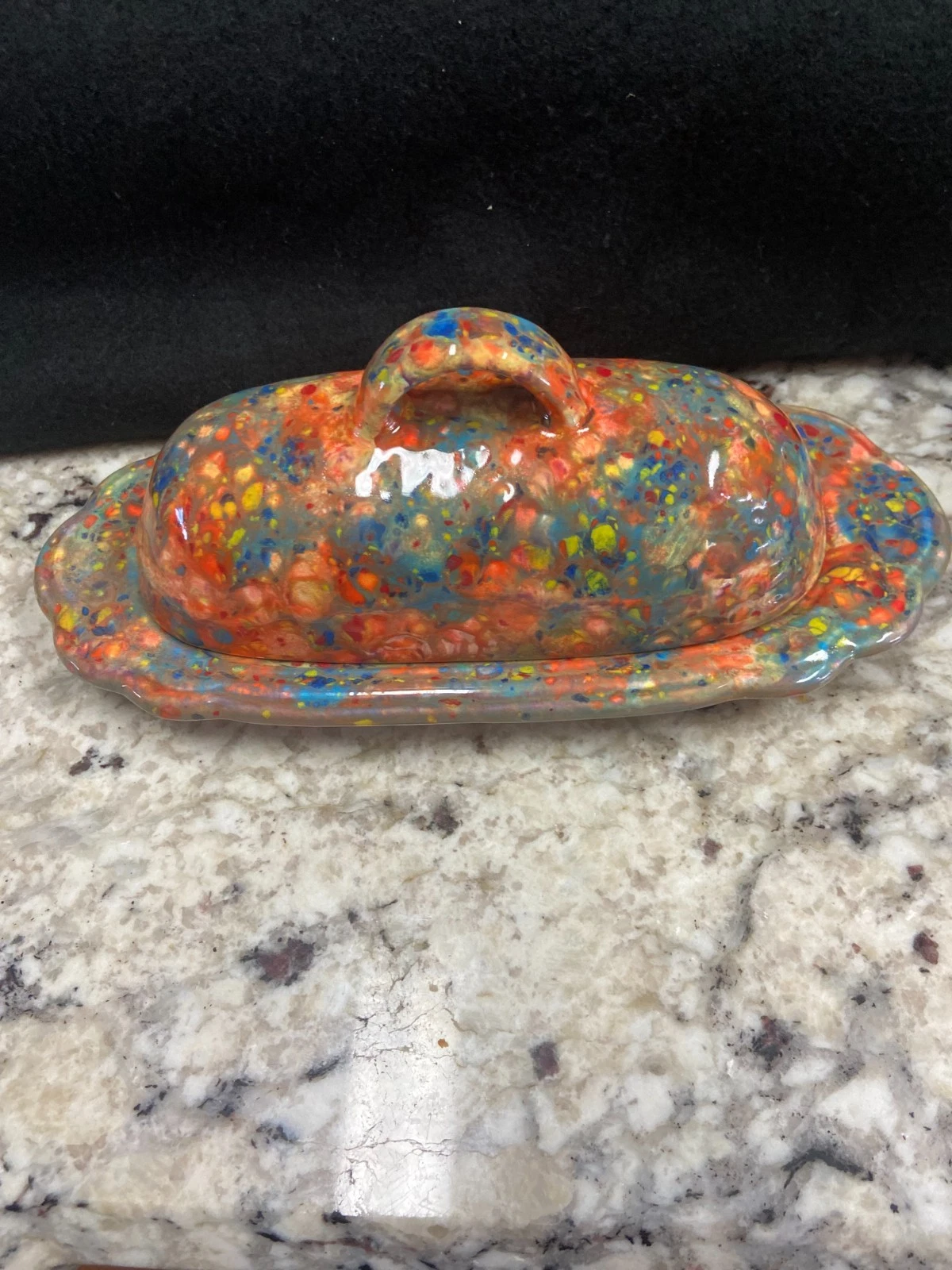 Multi-Color Splatter Ware Style Ceramic Butter Dish With Lid
Opens in a new window or tab