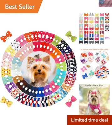 Durable 100PCS Hair Bows Set for Small Dogs - Perfect for Yorkies & Shih Tzus