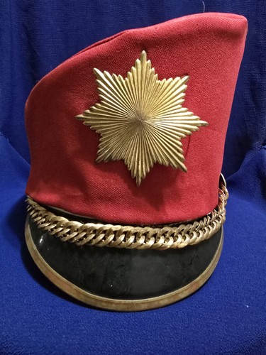 VTG 1950S? SLANTED RED CEREMONIAL/MARCHING SHAKO HAT