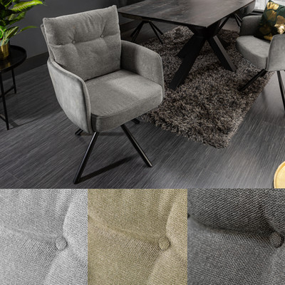 Stuhl BIG GEORGE - FARBWAHL - Samt Strukturstoff - 360° drehbar Federkern Retro
