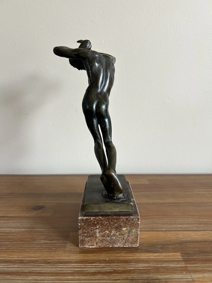 Jan Štursa Attributed Unsigned Vintage Mid Century Bronze “The Wounded”  8.75” - Image 3 of 4
